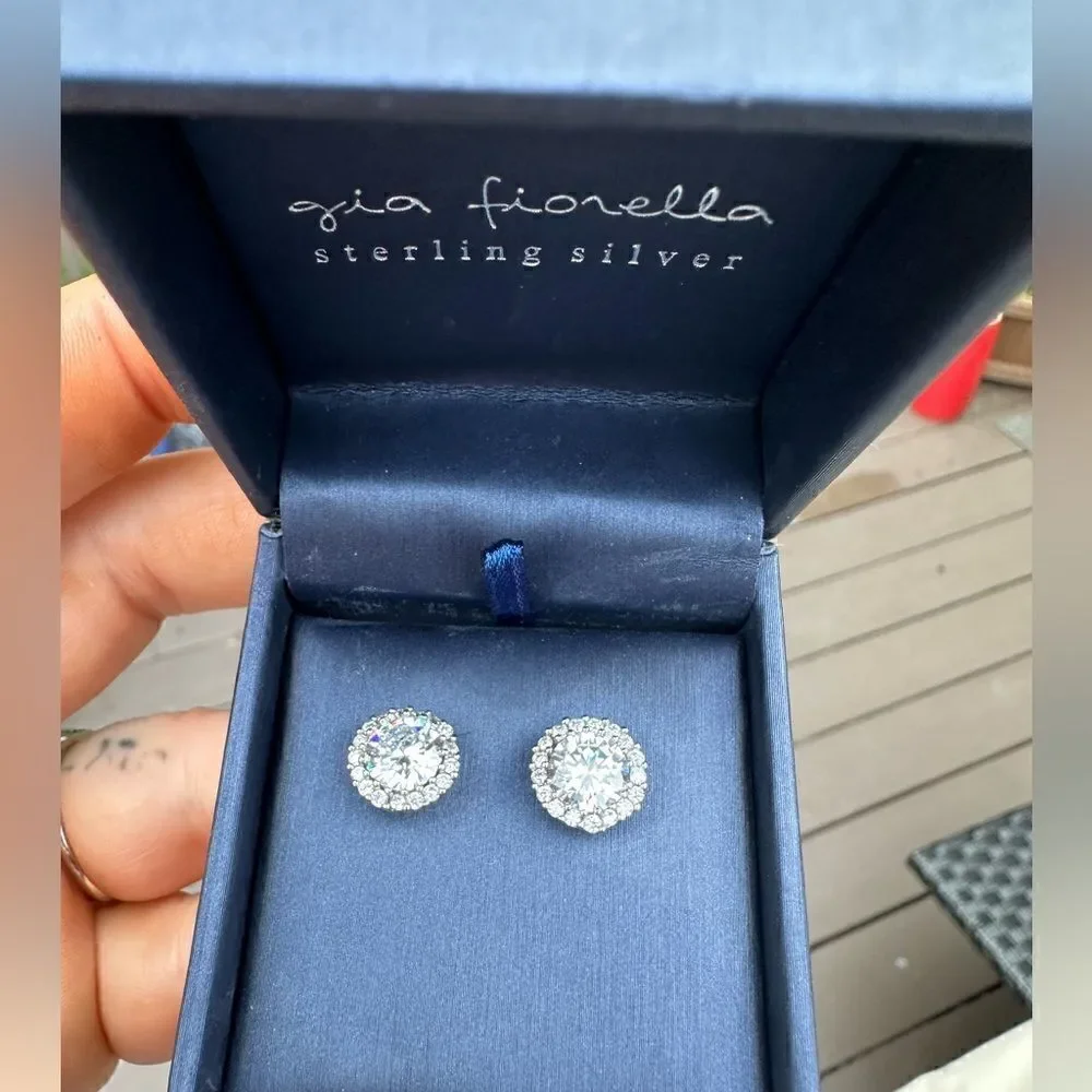 NWB Gia Fionella sterling,silver crystal earrings. With Box never used STERLING